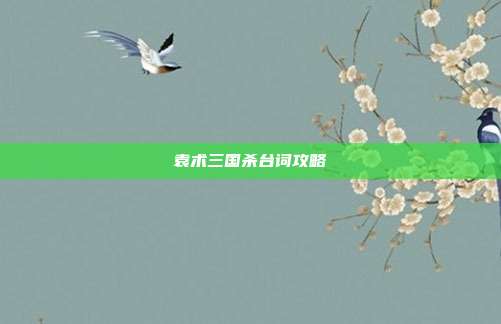 袁术三国杀台词攻略
