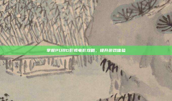 掌握PUBG影视电影攻略,提升游戏体验