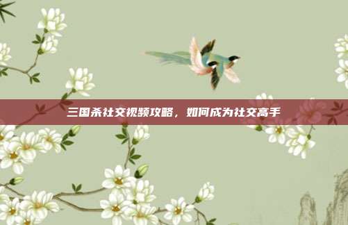 三国杀社交视频攻略，如何成为社交高手