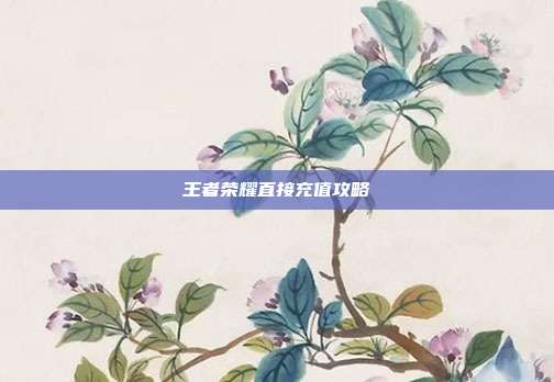 王者荣耀直接充值攻略