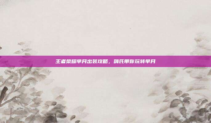 王者荣耀芈月出装攻略,嗨氏带你玩转芈月