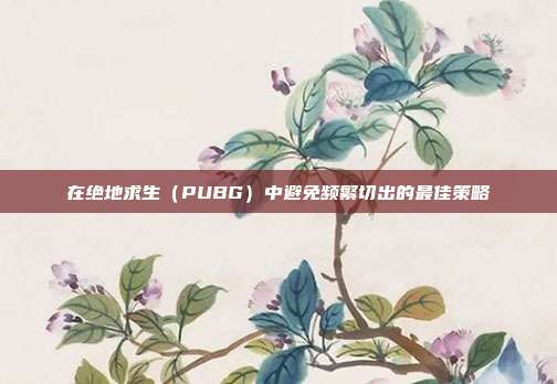 在绝地求生（PUBG）中避免频繁切出的最佳策略