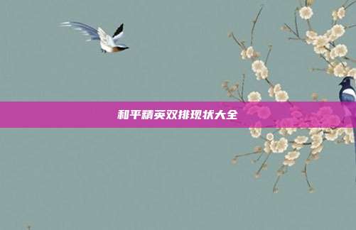 和平精英双排现状大全