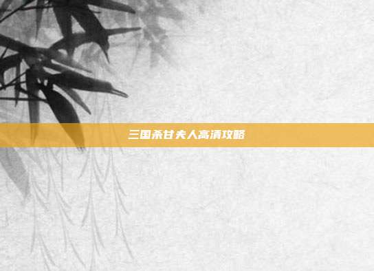 三国杀甘夫人高清攻略