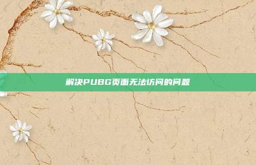 解决PUBG页面无法访问的问题
