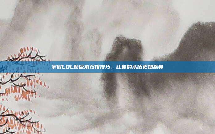 掌握LOL新版本双排技巧，让你的队伍更加默契