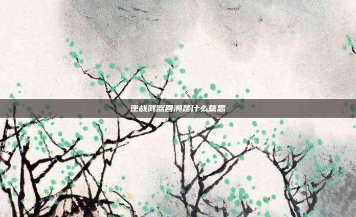 逆战武器回溯是什么意思