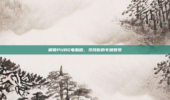 解锁PUBG电脑版，寻找你的专属账号