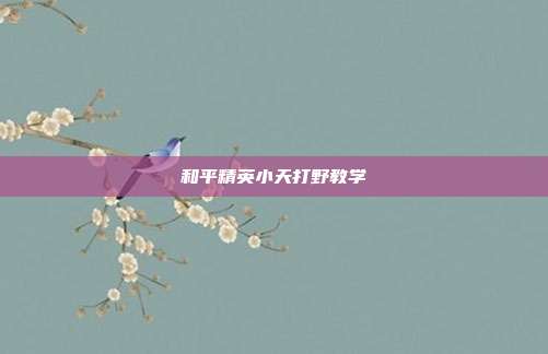 和平精英小天打野教学