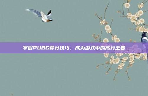 掌握PUBG得分技巧，成为游戏中的高分王者