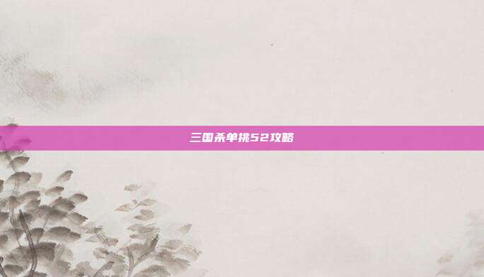 三国杀单挑52攻略