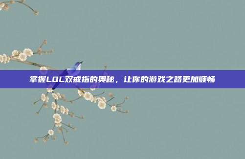 掌握LOL双戒指的奥秘，让你的游戏之路更加顺畅