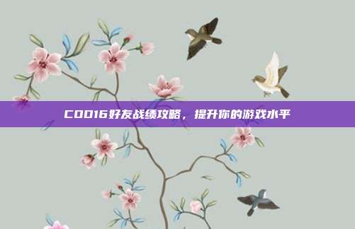 COD16好友战绩攻略,提升你的游戏水平