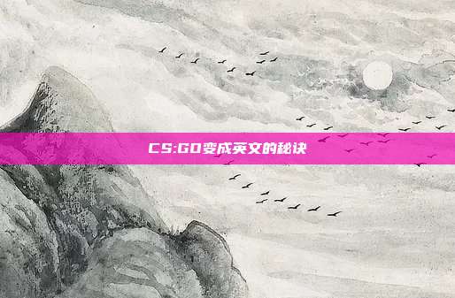 CS:GO变成英文的秘诀
