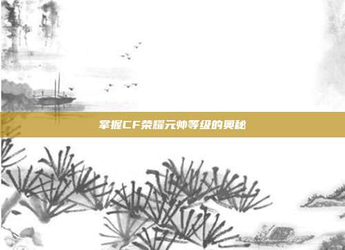 掌握CF荣耀元帅等级的奥秘