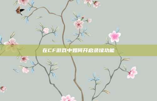 在CF游戏中如何开启录像功能