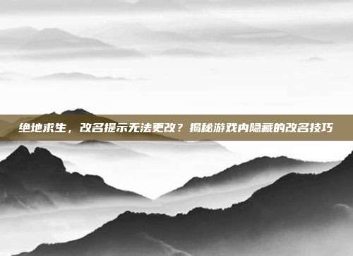 绝地求生,改名提示无法更改?揭秘游戏内隐藏的改名技巧