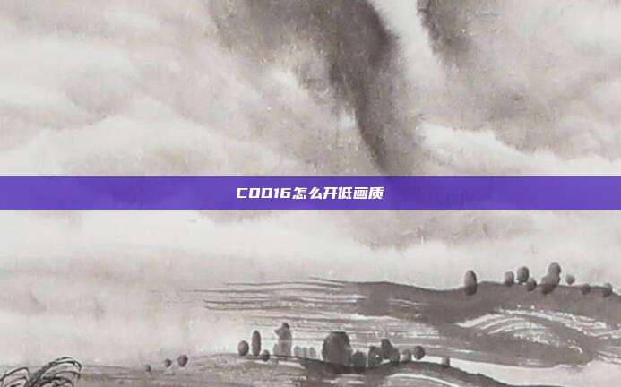 COD16怎么开低画质