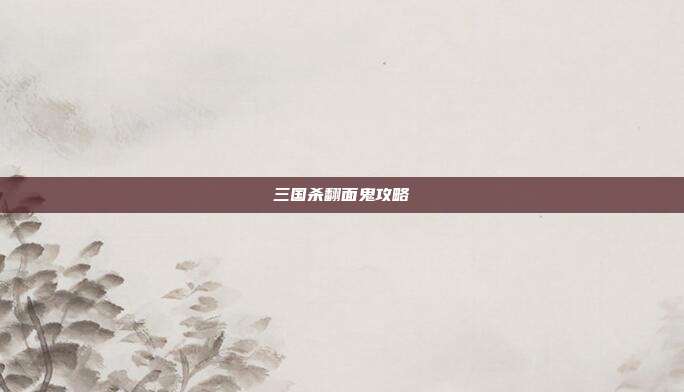 三国杀翻面鬼攻略