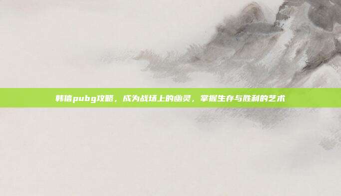 韩信pubg攻略,成为战场上的幽灵,掌握生存与胜利的艺术