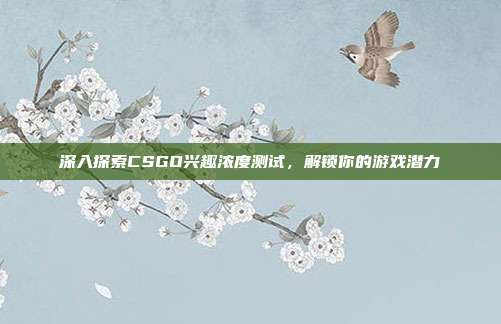 深入探索CSGO兴趣浓度测试，解锁你的游戏潜力