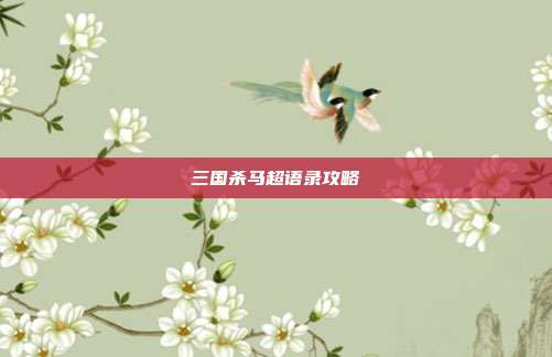 三国杀马超语录攻略