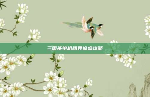 三国杀单机版界徐盛攻略