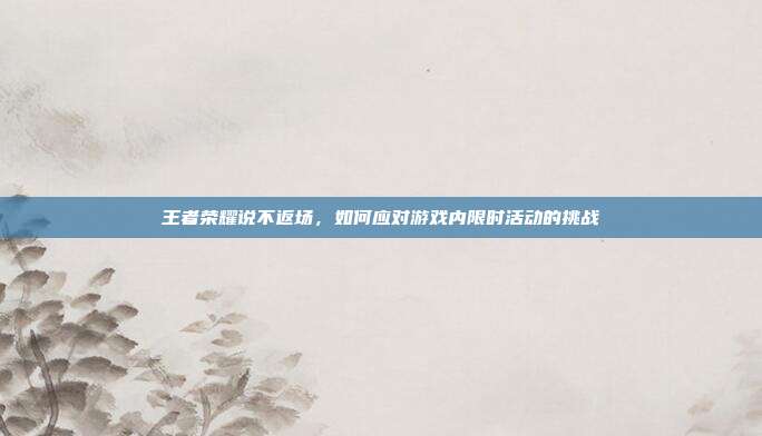 王者荣耀说不返场，如何应对游戏内限时活动的挑战