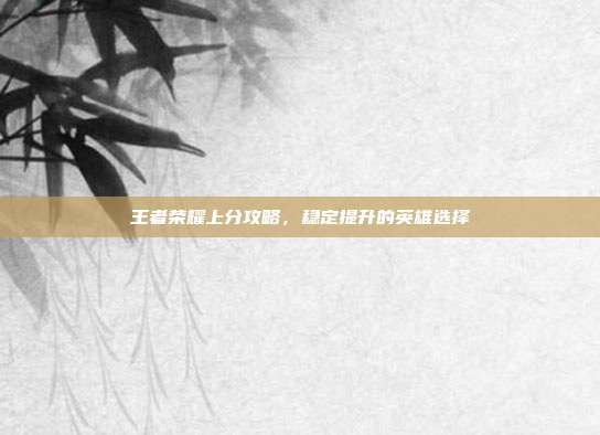 王者荣耀上分攻略，稳定提升的英雄选择