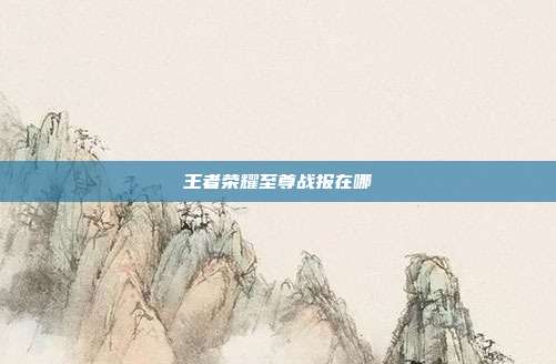 王者荣耀至尊战报在哪