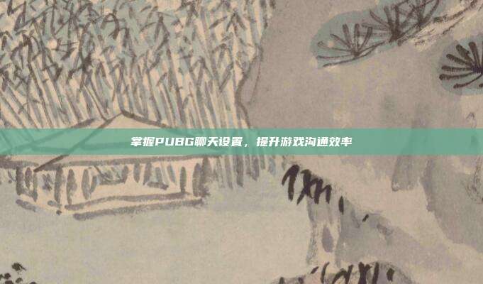 掌握PUBG聊天设置，提升游戏沟通效率