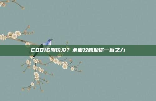 COD16降价没？全面攻略助你一臂之力
