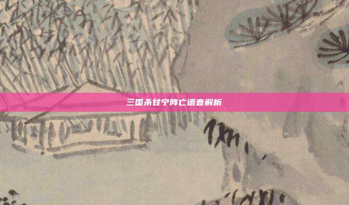 三国杀甘宁阵亡语音解析