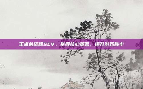 王者荣耀版SEV，掌握核心策略，提升游戏胜率