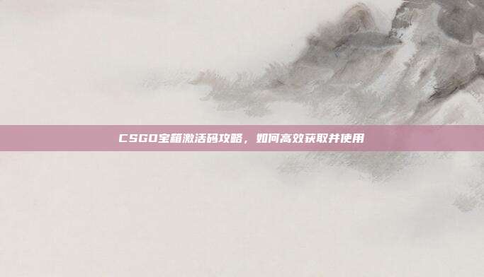 CSGO宝箱激活码攻略，如何高效获取并使用