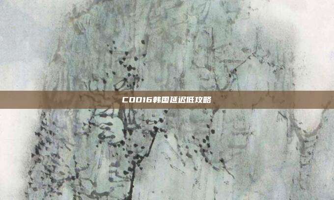 COD16韩国延迟低攻略