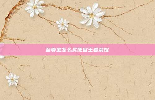 至尊宝怎么买便宜王者荣耀