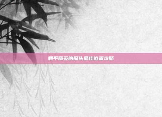 和平精英的探头最佳位置攻略