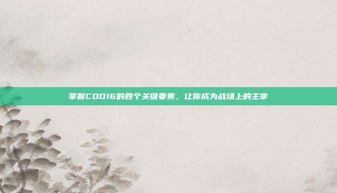 掌握COD16的四个关键要素，让你成为战场上的主宰