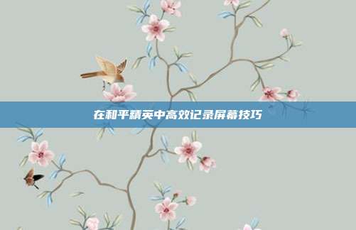 在和平精英中高效记录屏幕技巧