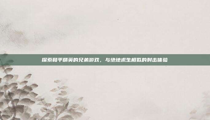 探索和平精英的兄弟游戏，与绝地求生相似的射击体验