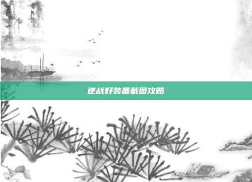 逆战好装备截图攻略