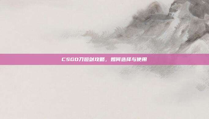 CSGO刀短剑攻略,如何选择与使用