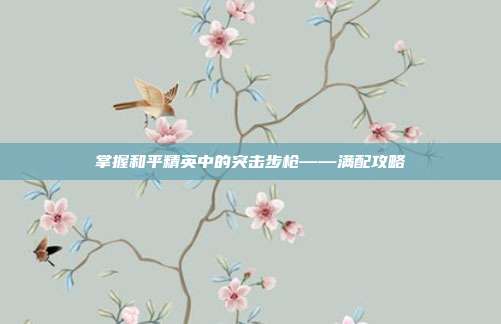 掌握和平精英中的突击步枪——满配攻略