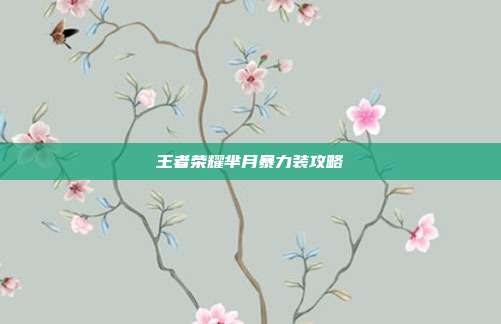 王者荣耀芈月暴力装攻略