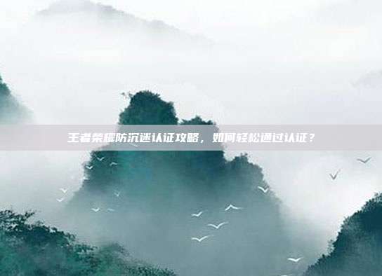 王者荣耀防沉迷认证攻略，如何轻松通过认证？