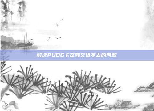 解决PUBG卡在韩文进不去的问题