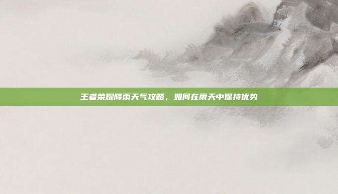王者荣耀降雨天气攻略,如何在雨天中保持优势