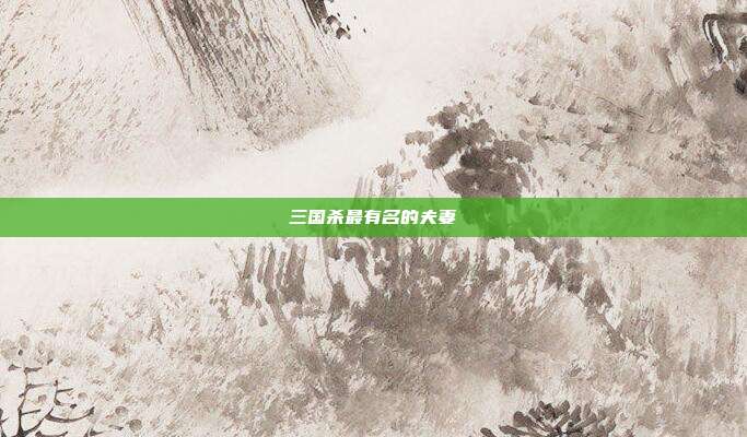 三国杀最有名的夫妻