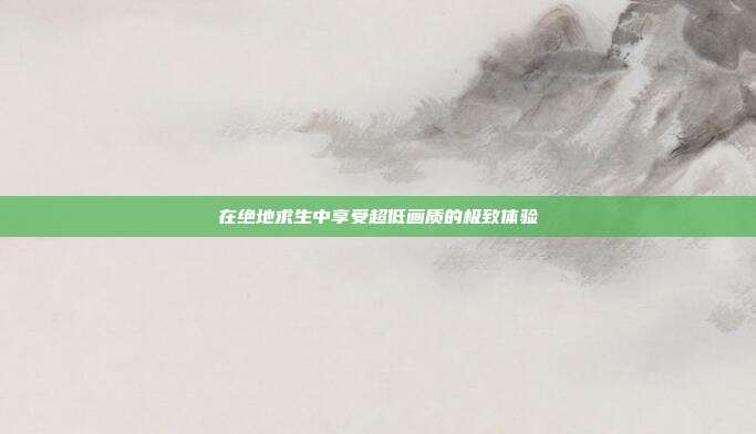 在绝地求生中享受超低画质的极致体验